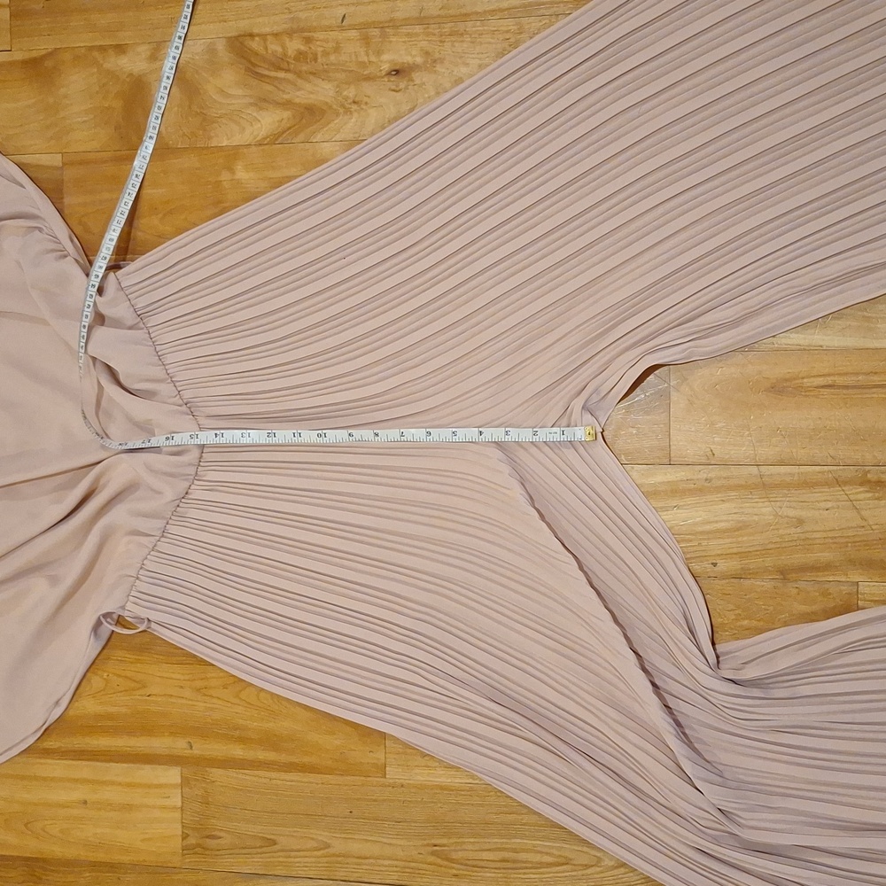 Zara Dusty Pink Pleated Wide-Leg Jumpsuit with Belt - Picture 8 of 15